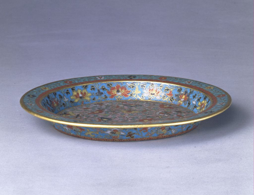 图片[1]-Jingtai style filigree enamel lotus plate-China Archive